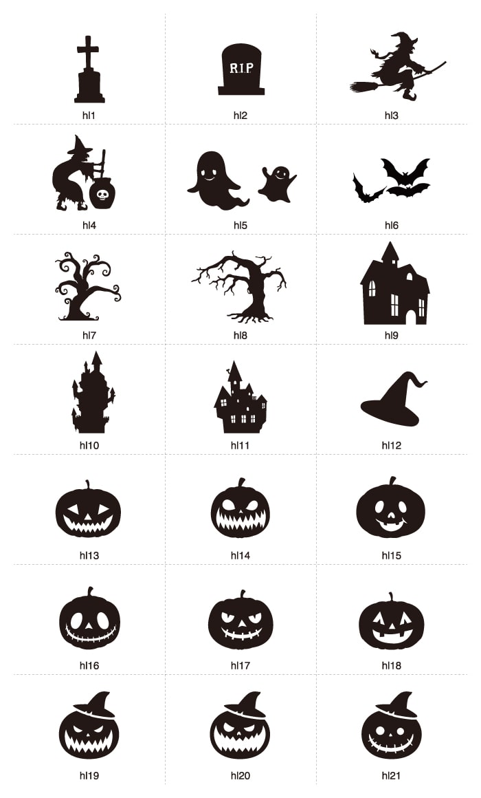 ハロウィン(Tシャツデザイン素材)一覧例